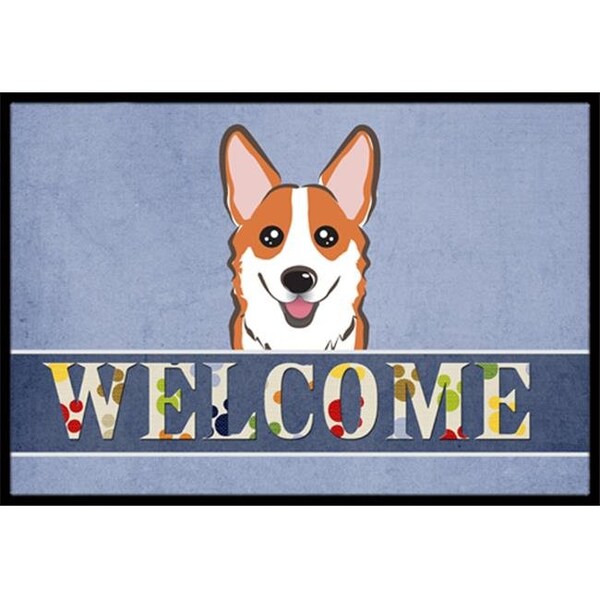 Carolines Treasures BB1440JMAT Red Corgi Welcome Indoor & Outdoor Mat; 24 x 36 in. BB1440JMAT - main